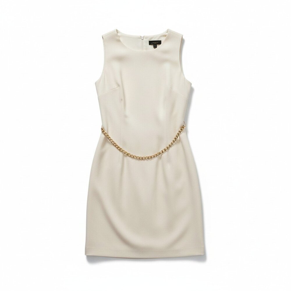 Donna Karan Sleeveless Midi Dress w/ Chain Belt | Size 12 |‎ NWOT